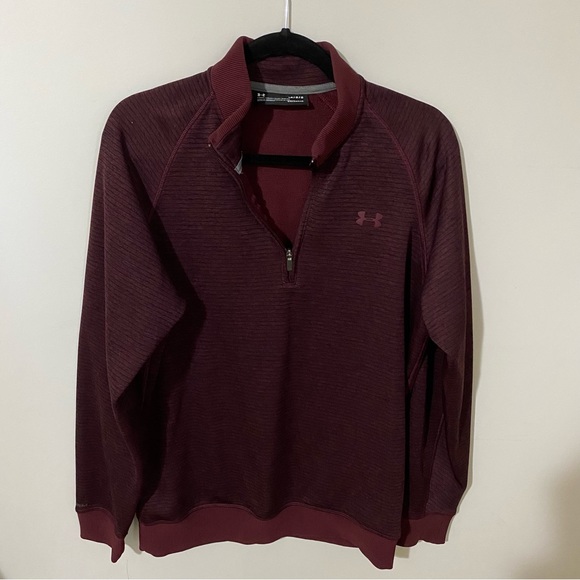 Under Armour Other - Under amour burgundy striped quarter zip sweater sweatshirt size large men’s